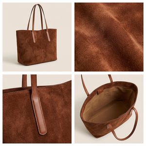 <span class=keywords><strong>Bolso</strong></span> Tote de Lujo en Gamuza y Cuero Genuino para Mujer, <span class=keywords><strong>Bolso</strong></span> de Hombro Extra Grande, Colección Premium de Diseñador - Product Image 3