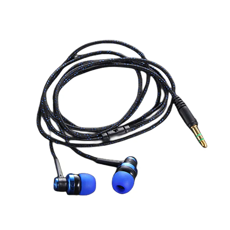 Wholesale 3.5mm wired earphone noise reduction in-ear earbuds hands free 1.2m Metal headphones Braided line earphone
