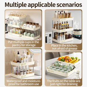 Étagère de rangement de cuisine Jinxian à 2 niveaux, porte-tasses pour tasses à thé et à café avec barres en acier inoxydable, multifonction - Product Image 2