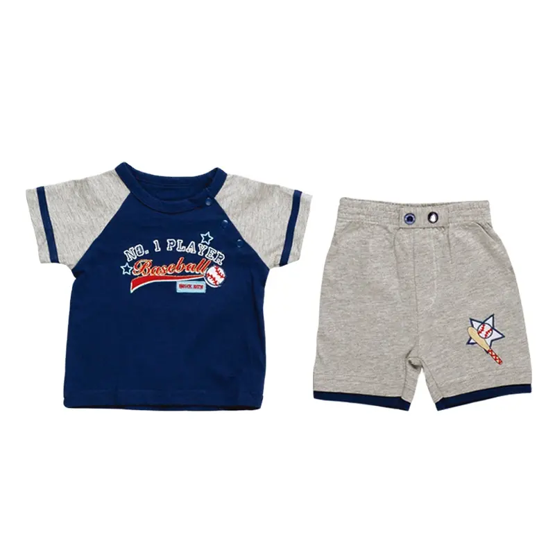 Fashion boutique summer short sleeve baseball tracksuit children T-shirt shorts 2pcs casual set baby boy suit