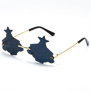 Рождественская елка солнцезащитные очки оттенки Металлические модные персонализированные Солнцезащитные очки без оправы для вечеринок для женщин - Product Image 3