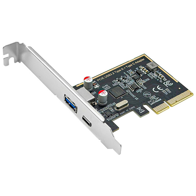 PCI Express USB3.2 Type-C 2 Port Adapter Hub No Power Supply ASM1142 Chipset Expansion Card for Desktop Computer
