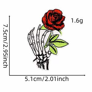 Nouvelle Broderie Thermocollante Amusante Style Noir Crâne Rose Rock pour Décoration Vêtements et Sacs à Dos - Product Image 3