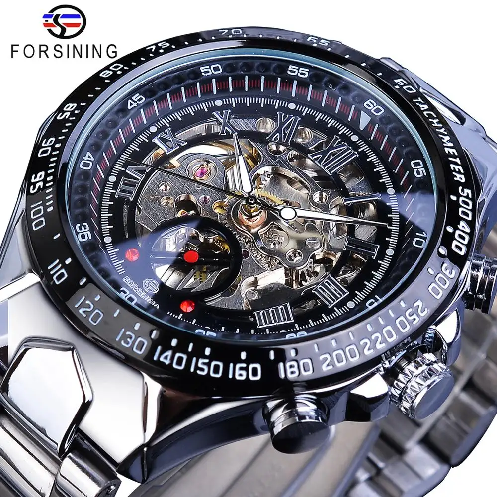 Forsining Mens Watches Mechanical Hand Wind Watch Hot Sale Luxury Waterproof Skeleton Sport Wristwatches Clock Reloj Hombre