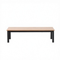 Table basse rectangulaire industrielle minimaliste réglable, plateau en placage de bois, pieds cylindriques en fer, marque DGT, pour salon