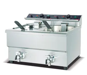 Teller Top 8 Liter 2 Tank Friteuse Met 2 Mand Ce Certificaat Temperatuur Veiligheid Limiter