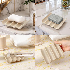 Jabonera de cerámica nórdica curvada de color blanco roto, 12,2 cm, soporte de almacenamiento para montaje en pared, para uso doméstico en el baño - Product Image 4