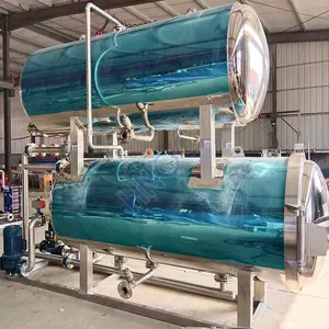 Machine rotatoire 100L 1000L de jet d'eau statique d'immersion de cornue de chauffage au gaz de petite utilisation pour la vente prête à manger