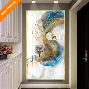 Wholesale 20 oil painting-Modern minimalist abstract line elk painting corridor aisle Nordic canvas decorative canvas crystal porcelain wall art painting