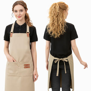 शेफ रसोई के लिए एप्रोन, रेस्तरां दूध चाय कैफे वेटर के लिए कस्टम लोगो मुद्रित कैनवास कमर एप्रोन - Product Image 3