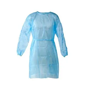 防水PP无纺布一次性隔离礼服，带弹性或针织袖口