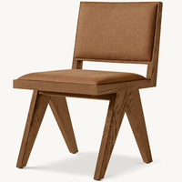 Chaise de salle à manger moderne de style américain Rhoohill, couleur personnalisée, en bois de chêne blanc avec tissu en lin, pour l'intérieur