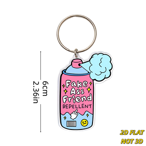 Porte-clés répulsif 'Fake Ass Friend' en forme de bombe <span class=keywords><strong>a</strong></span>érosol rose avec brume bleue, et breloque en acrylique motif doigt d'honneur et grincheux, pour clés, sacs, sacs à <span class=keywords><strong>dos</strong></span> - Product Image 2