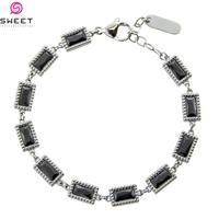 Bracelet en Acier Inoxydable Plaqué Or 18 Carats avec Zircons pour Femme, Chaîne et Maillons Os de Serpent, Accessoires de Mode, Vente en Gros