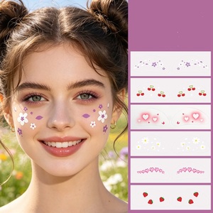 Tatuajes Faciales de Corazón de Fresa y Pecas de Margarita, Adhesivos de Maquillaje Facial Florales Lindos e Impermeables para Niños y Adultos - Product Image 6