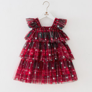 Vestito da bambina in tulle traspirante con maniche a volant, motivo stella <span class=keywords><strong>di</strong></span> Natale, festivo, con spalline sottili, tutù da principessa, per neonata 12 mesi - Product Image 3