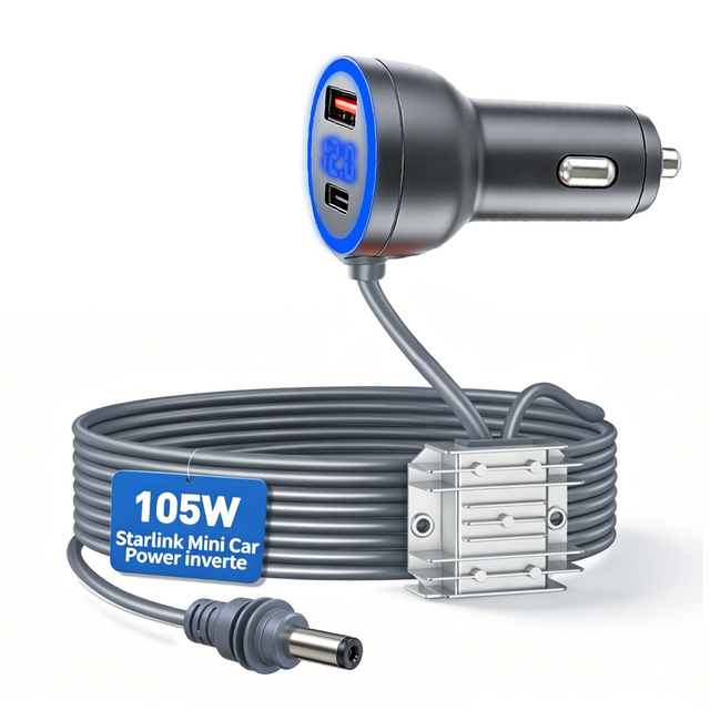 New 2026 Starlink Mini Car Step up Converter,12V-24V to 30V DC Cigarette Lighter Power Booster with Digital Voltmeter Display 3M