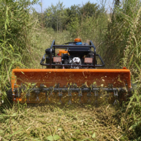 Broyeur forestier industriel robuste à moteur diesel, télécommandé, largeur 120 cm, 23 CV, coupe-herbe 45 °   Tondeuse à fléaux sur chenilles