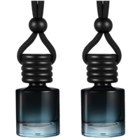 Pendentif de mini diffuseur de parfum de voiture vide personnalisé de 8ml Bouteille de diffuseur de parfum de voiture suspendue ronde en verre noir