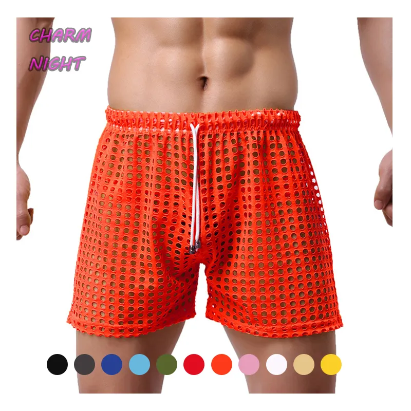Cooling Summer Clothes for Men 2023 Athletic Breathable Mens Sexy Underwear Hollow Out Mesh Shorts for Men