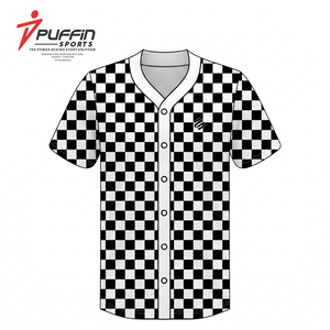 เสื้อเบสบอลลายตารางหมากรุกแบบกำหนดเอง PUFFIN SPORTS สำหรับผู้ชาย แขนสั้น ติดกระดุมด้านหน้า ระบายอากาศได้ดี ผลิตจากโพลีเอสเตอร์ เหมาะสำหรับทุกฤดูกาล - Product Image 1