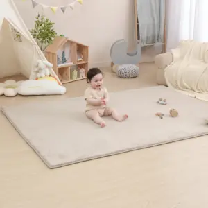 Non-Slip Japanese Tatami Playmat Super Soft Velvet Thick Memory Foam Toddler Crawling And Play Mat Baby Playpen Mat For Kids