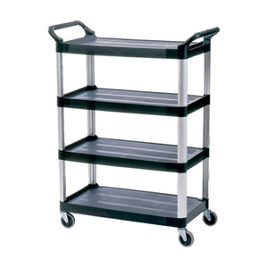 Carrello portaoggetti X-tra a 4 ripiani con telaio in metallo nero e ruote per uso in cucina o ufficio - Product Image 2
