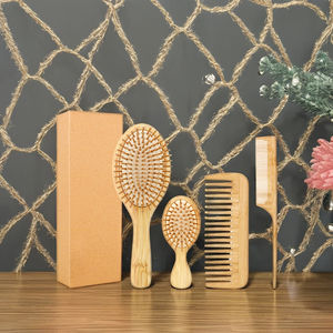 カスタムロゴカラーデザイン ファッション快適竹製ハンドルヘアコームブラシ マッサージ ホームサロン用 - Product Image 6