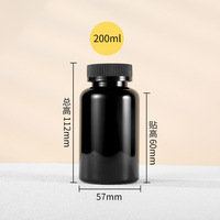 Fabrication Prix 250ml PET Noir Bouteille En Plastique Pilule Capsule Pot Médicament Conteneur Paquet avec Couvercle CRC