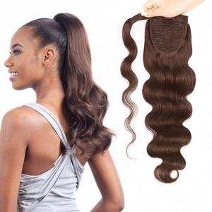 24 Inch Brazilian Remy Natural Yaki & Straight Body Wave Human Hair Ponytail Hair Piece with Drawstring Clip - Product Image 2