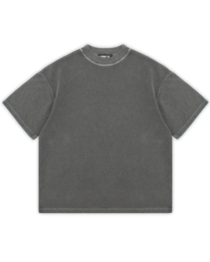 Camiseta anti-ácido para homens, camiseta pesada de tamanho grande e vintage, com gola redonda, de algodão 100