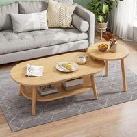 Table basse ovale en bois à 2 niveaux, moderne, durable et mobile, avec rangement, pour salon - Meilleures ventes