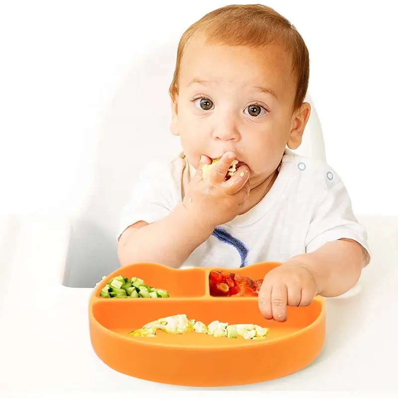 Bán buôn Silicone bé Toddler tấm ăn không tràn bằng chứng cho ăn BPA miễn phí tấm Silicone bữa ăn tối tấm