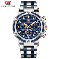 Montre de sport pour homme Mini Focus MF0470G, style musculaire, bracelet en acier inoxydable, cadran en fibre de carbone, chronographe lumineux avec tachymètre