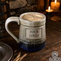 Mug à bière rustique en grès de 650 ml avec logo personnalisé, tasse à café en céramique artisanale avec glaçure réactive pour cadeaux promotionnels
