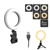 Anneau lumineux LED professionnel de 5 pouces pour vidéoconférence, selfie, photographie, réglable avec clip et trépied pour ordinateur portable et téléphone