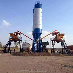 Skip Hopper HZS35M3/h 50M3/h 75M3/h Centrale à béton avec silo à ciment JS Mélangeur à béton forcé à double arbre - Product Image 1