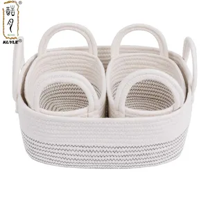 Kuyuebiding Giỏ dây cotton Giỏ đựng đồ đan giỏ đựng Bộ 3 hộp đựng & Thùng gấp gọn được hiện đại