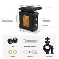 Sensor TPMS Universal para Motocicleta, Sistema de Monitoreo de Presión de Neumáticos Inalámbrico de Alta Precisión con Carga Solar USB