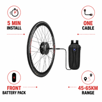 Nouvel Arrivage Kit de Conversion Vélo Électrique avec Batterie Frontale KB20S Moteur Brushless 250W 350W Installation en 5 Min Un Seul Câble Vente en Gros OEM