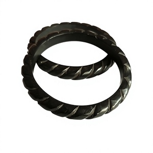 Ensembles de bracelets joncs sculptés en résine de qualité supérieure, design torsadé fantaisie, bijoux unisexes élégants et tendance, ton orange - Product Image 2