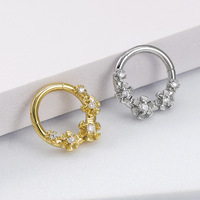 Bijoux de piercing personnalisables en acier inoxydable plaqué or 18 carats avec pierres de zircon pour septum, daith, nez, cartilage, anneaux, clous et boucles d'oreilles