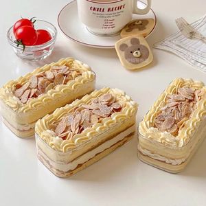 Free Samples Popular Transparent Square PS Plastic Tiramisu Dessert Storage Container Pastry Packaging Plastic Cake Box With Lid