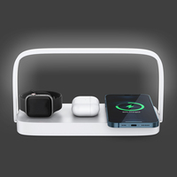 Support de Charge Rapide 4-en-1 Multifonctionnel 15W avec Chargeur Sans Fil Portable et Lampe de Lecture LED pour iPhone 17 16