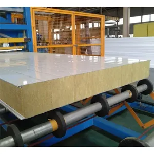 PU Rock Wool Insulasi Sandwich Panel Lembar Atap Baja Galvanis Panel Atap Bergelombang