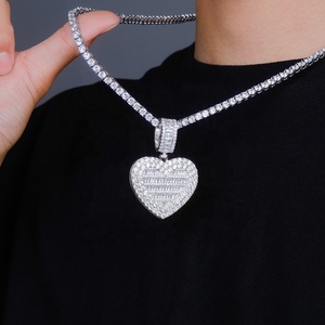 Nouveau 57mm x 40mm Hip Hop Iced Out DIY Cadre <span class=keywords><strong>Photo</strong></span> CZ Pendentif <span class=keywords><strong>Personnalisé</strong></span> Image Coeur <span class=keywords><strong>Photo</strong></span> Médaillon Hiphop Pendentif Collier Chaîne De Tennis - Product Image 3