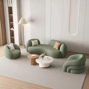 Ensemble de canapés élégants en vert incurvé Meubles de salon rembourrés de qualité supérieure avec un design confortable - Product Image 3