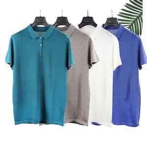 Maglione di t-shirt da Golf da uomo OEM 2024 Polo in maglia oversize con Logo personalizzato stampato
