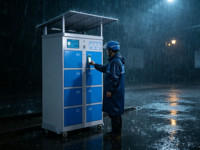 Station de remplacement de batteries extérieure à 8 emplacements, étanche IP54, avec auvent anti-pluie, casier intelligent pour échange de batteries de vélos électriques pour flotte de livraison