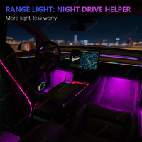 Pour Tesla Model Y, éclairage ambiant LED 12V Symphony pour voiture, contrôle par application, 64 couleurs, éclairage intérieur intelligent à intensité variable